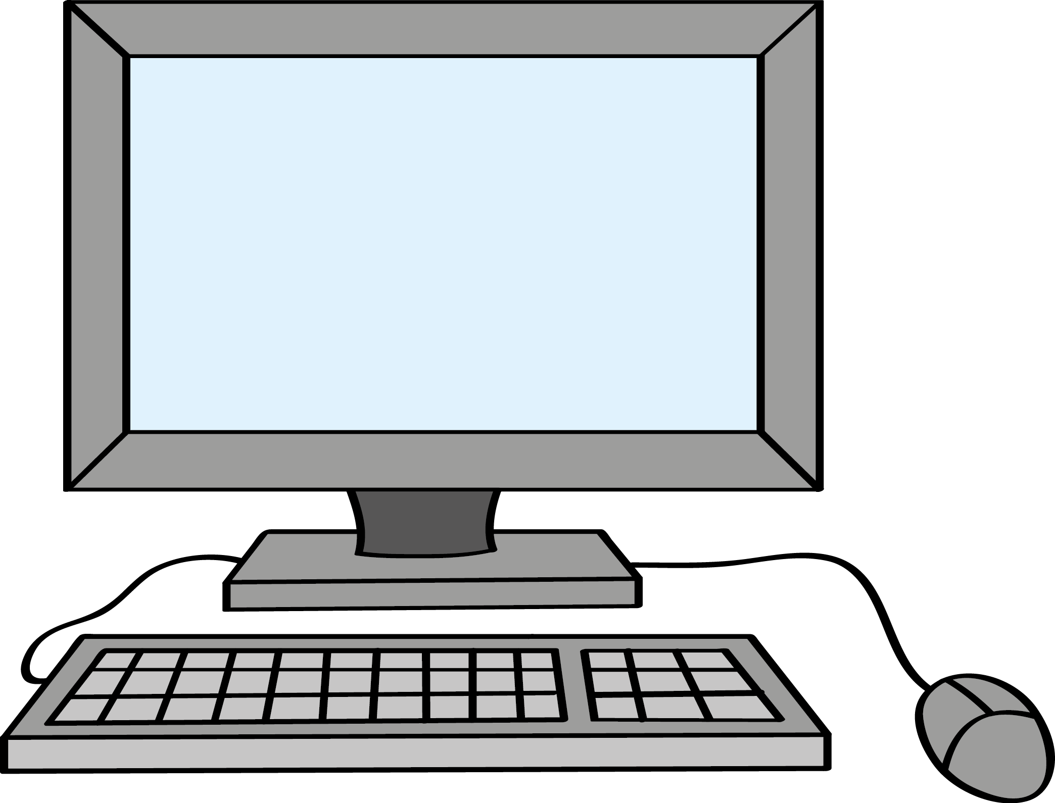 Ein Computerbildschirm mit Maus und Tastatur.