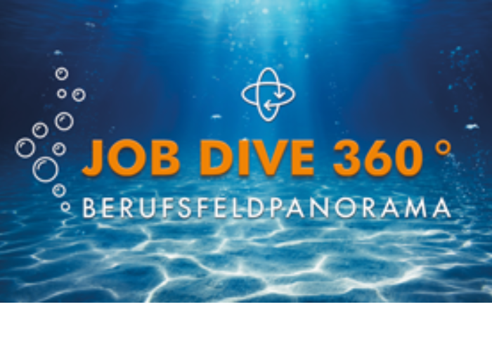 Logo des Job Dive 360° Berufsfeldpanoramas. Eintauchen in verschiedene Berufsfelder.