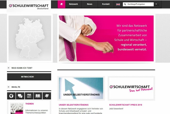 Screenshot der Webseite Arbeitskreis SchuleWirtschaft