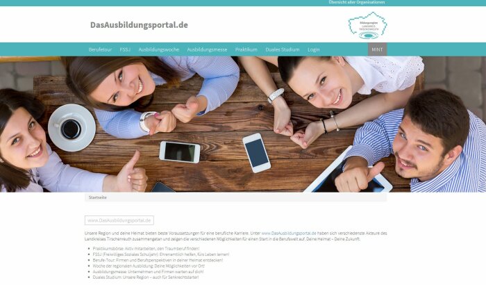 Screenshot der Webseite das Ausbildungsportal.de