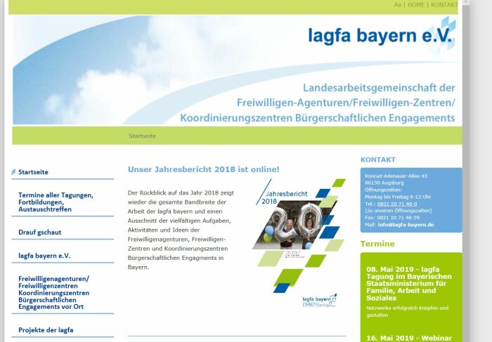 Screenshot der Webseite Lagfa Bayern e.V.