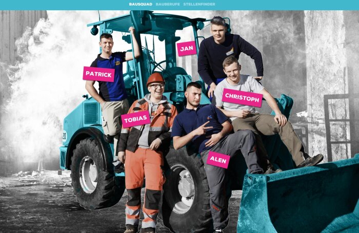 Screenshot der Webseite Bausquad