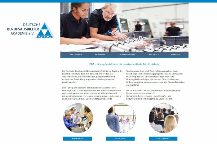 Screenshot der Webseite Deutsche Berufsausbilder Akademie e. V.