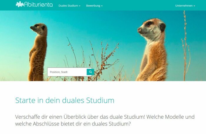 Screenshot der Webseite Abiturienta