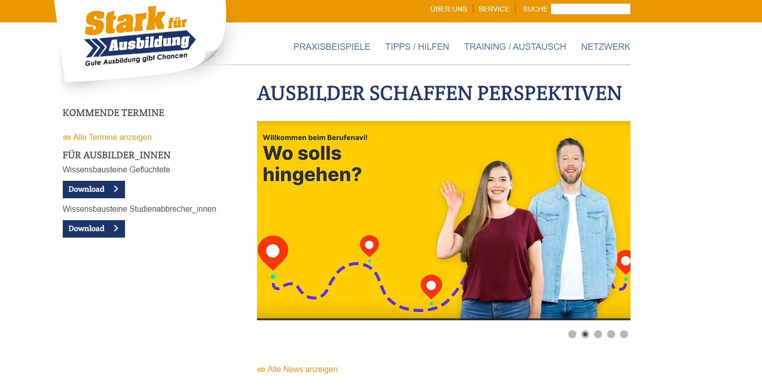 Screenshot der Webseite 