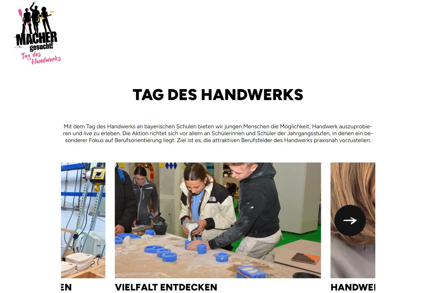 Screenshot der Website https://tagdeshandwerks-bayern.de/