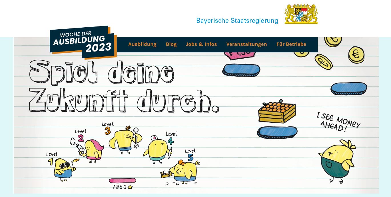 Screenshot der Website ausbildungswochen.bayern