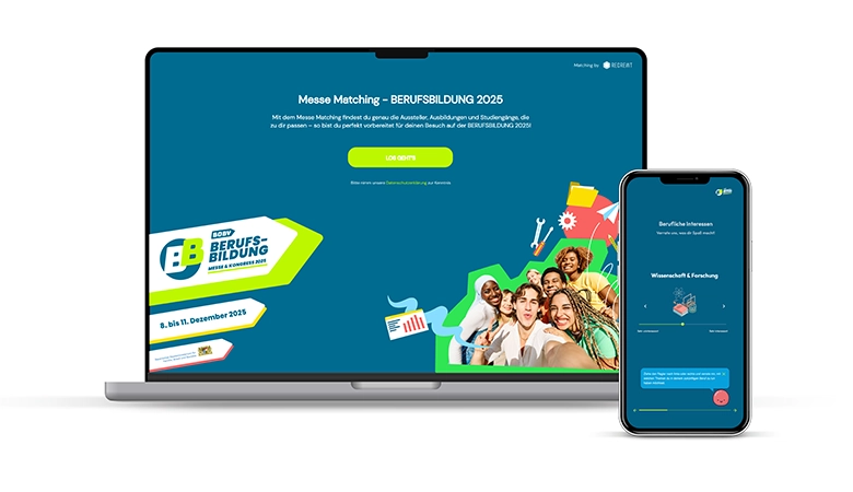 Landingpage zur Matching-App der Berufsbildung 2025 in Querformat