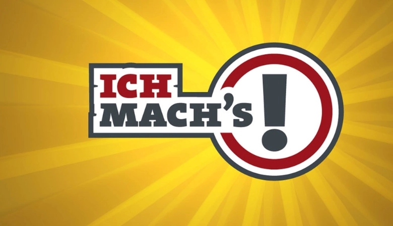 Das Logo von Ich machs auf gelbem Hintergrund