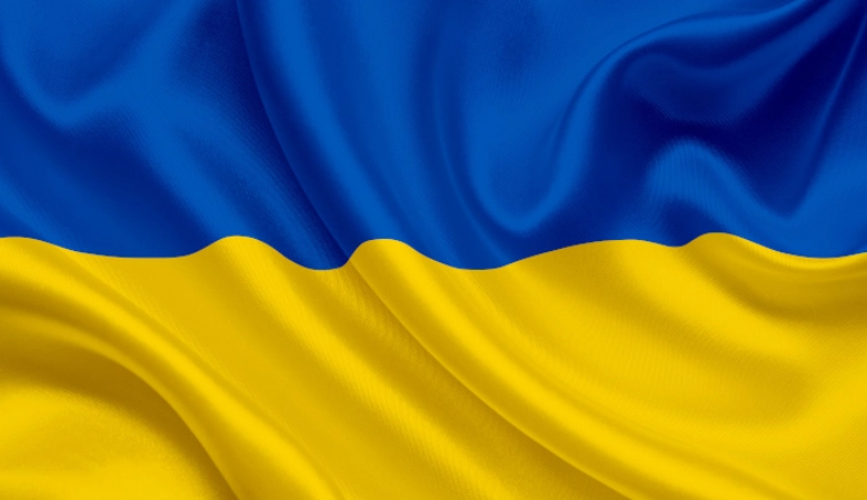 Die Ukrainische Flagge in wehender Form